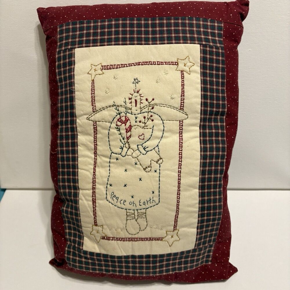 Pillow Christmas Angel Peace On Earth Country Primitive Decor Cottagecore